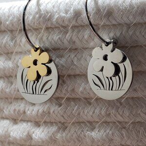 Stainless steel Hypoallergenic Flower hoop earrings 12mm/15mm/20mm